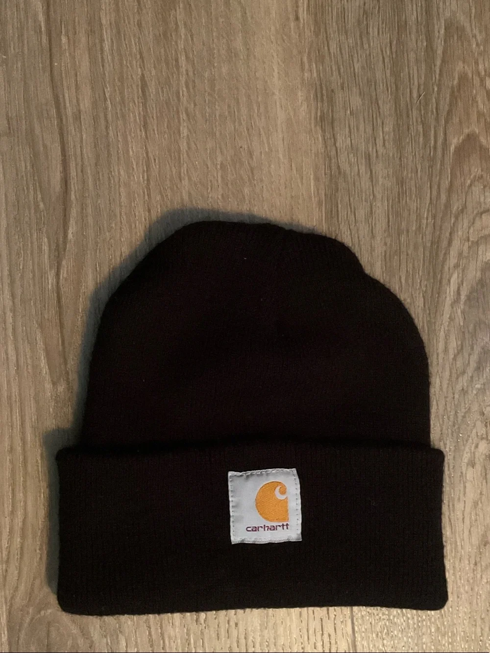 Carhartt Black Cuffed Beanie with Gold Logo Patch